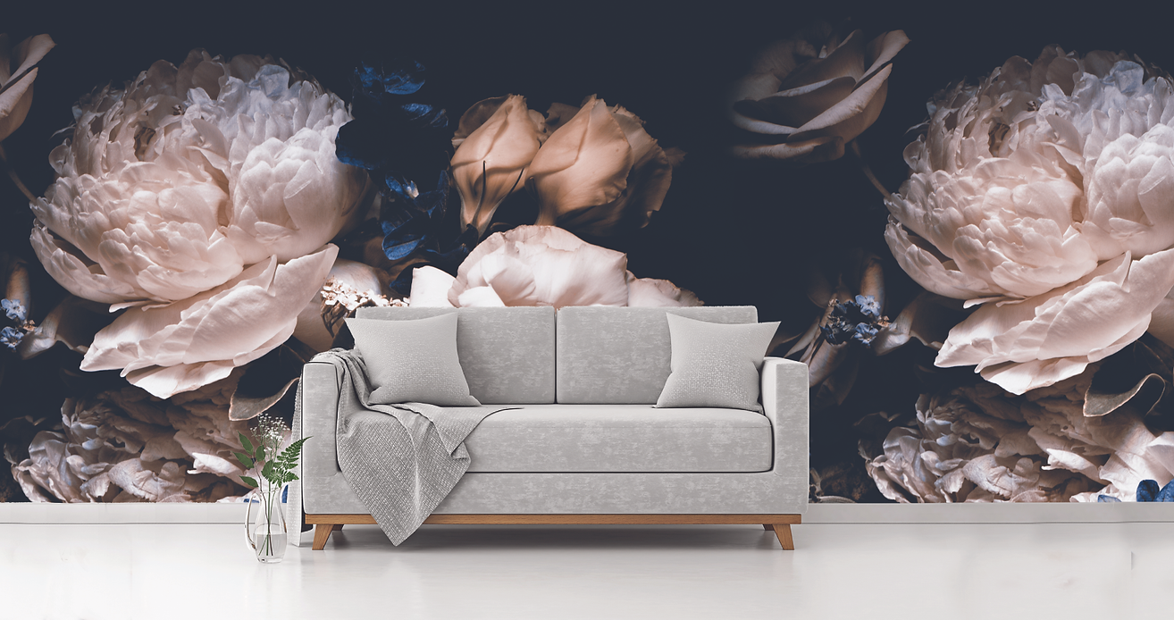 Studio Surface image of oversized flowers mural wallpaper