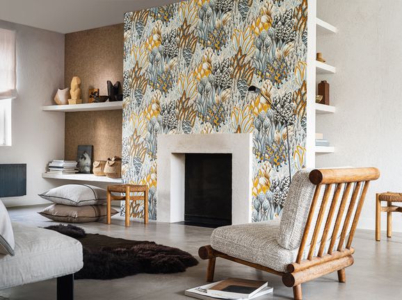 fireplace wallpaper leaves