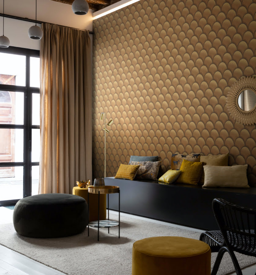 bronze art deco wallpaper