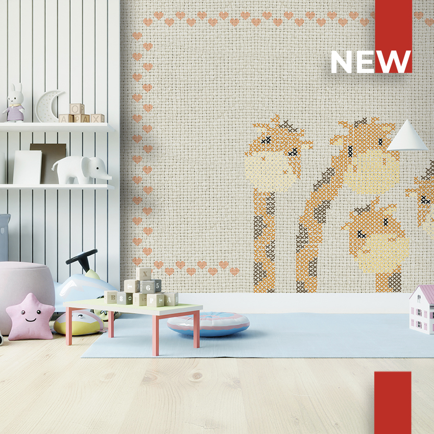 Nursery wallpaper of giraffes