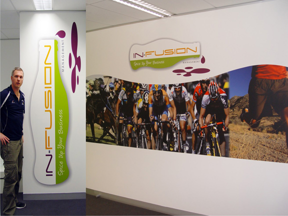 Fotowall custom wallpaper with logo in the office reception