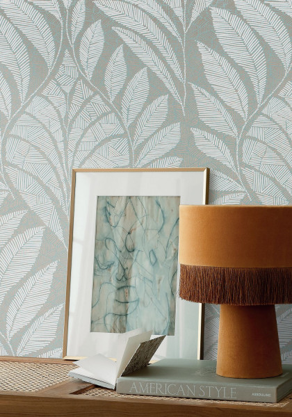 Sage green wallpaper of leaves Casamance