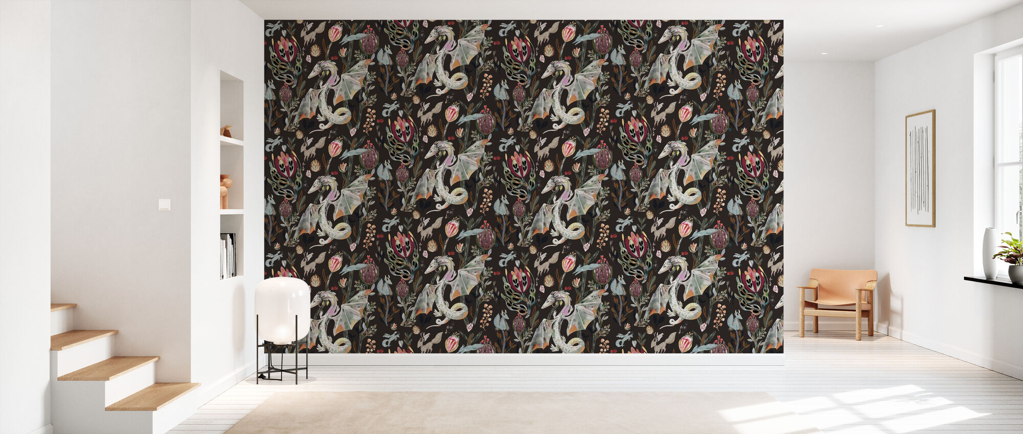 Photowall custom wallpaper of Dragons and flowers
