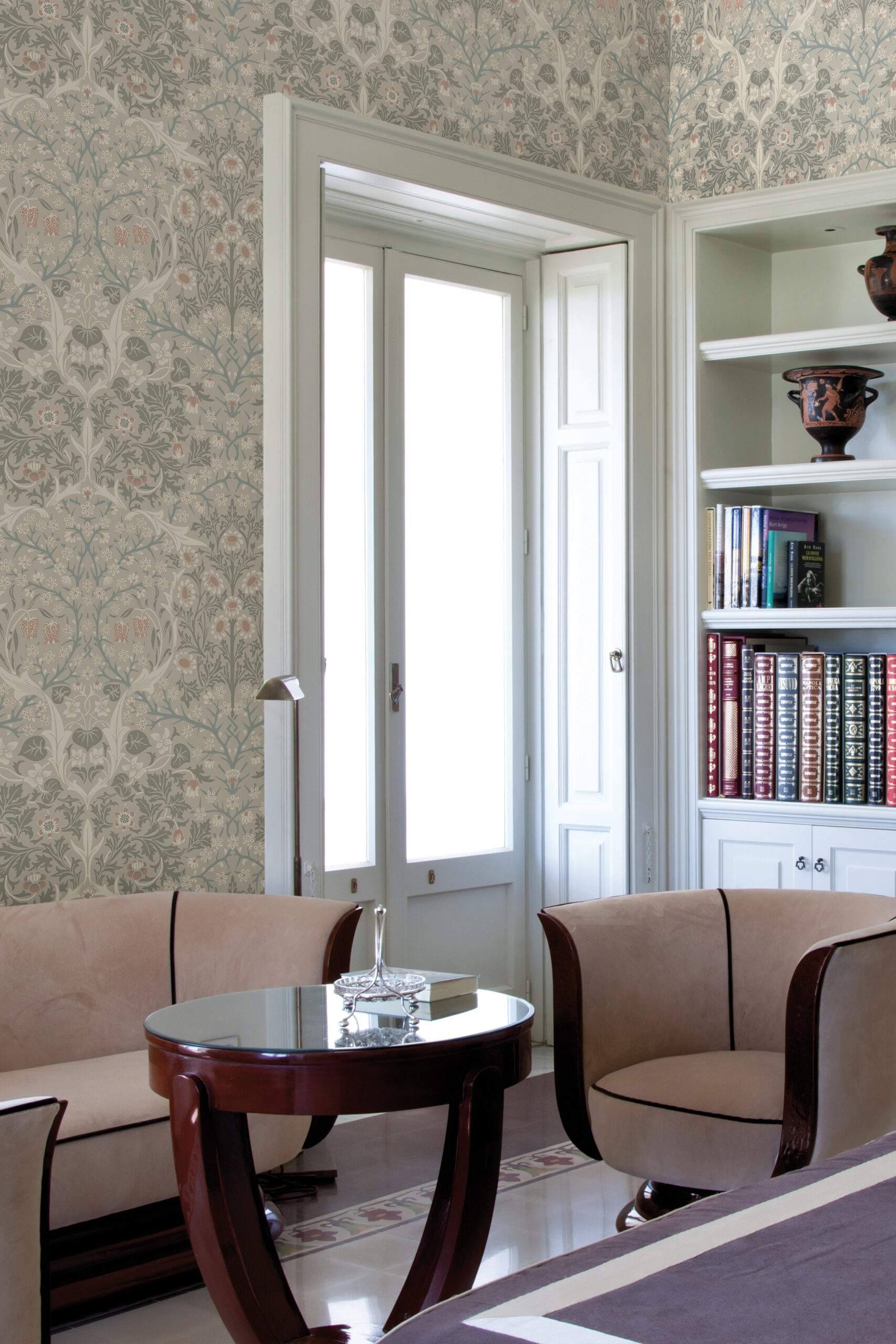classic British heritage style wallpaper with contemporary take in cream