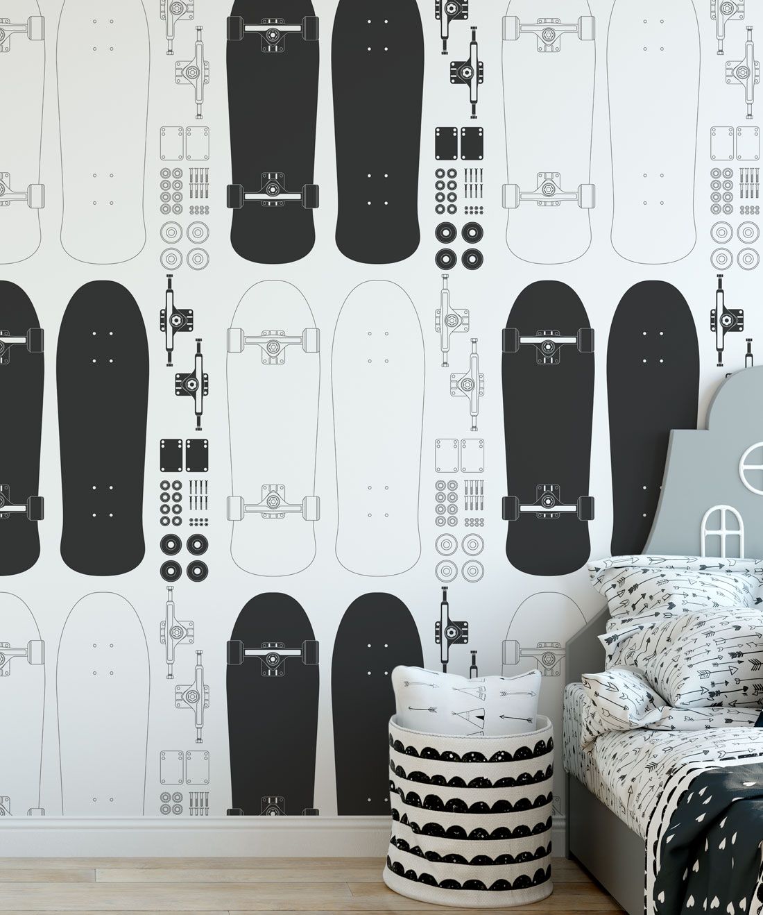 Milton and King Skate or die wallpaper of black and white skateboards