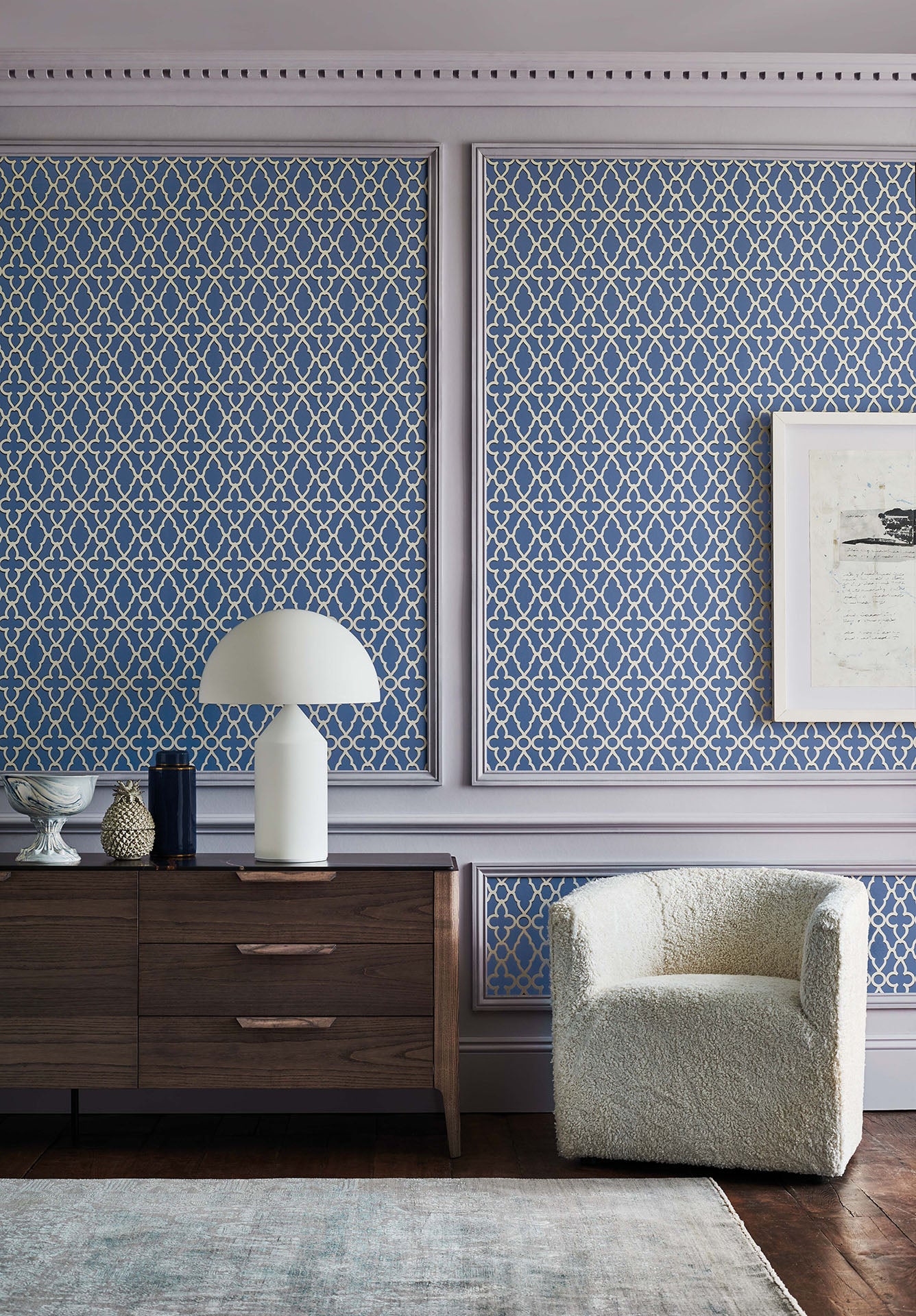 Cole and Son Treillage blue wallpaper in panels