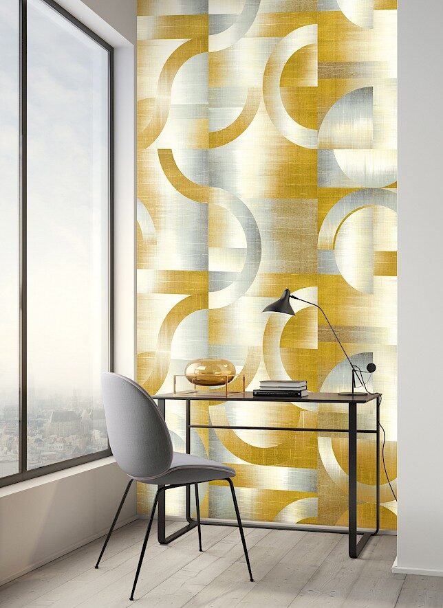 Leonardo is a modern geometric wallpaper design featuring large scale shapes