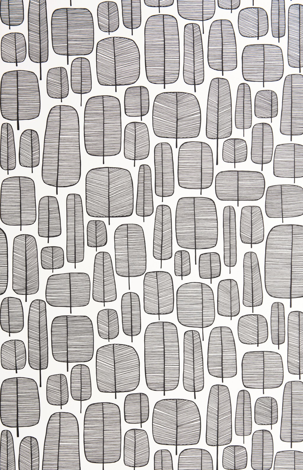 Monochrome wallpaper of hand drawn trees
