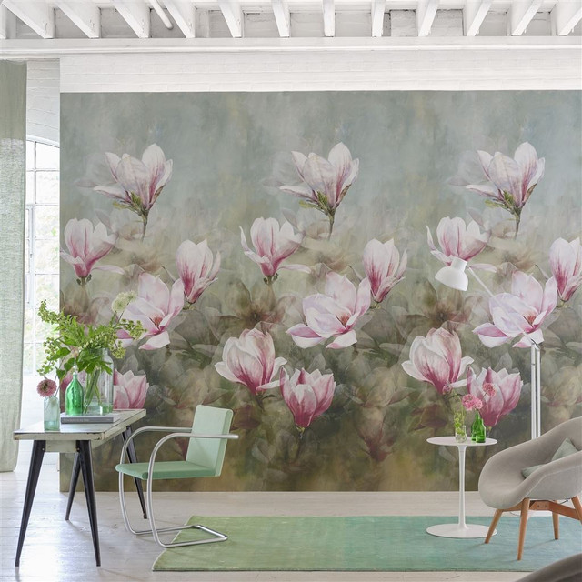 Large scale flower wallpaper in a watercolour style. Art for your walls