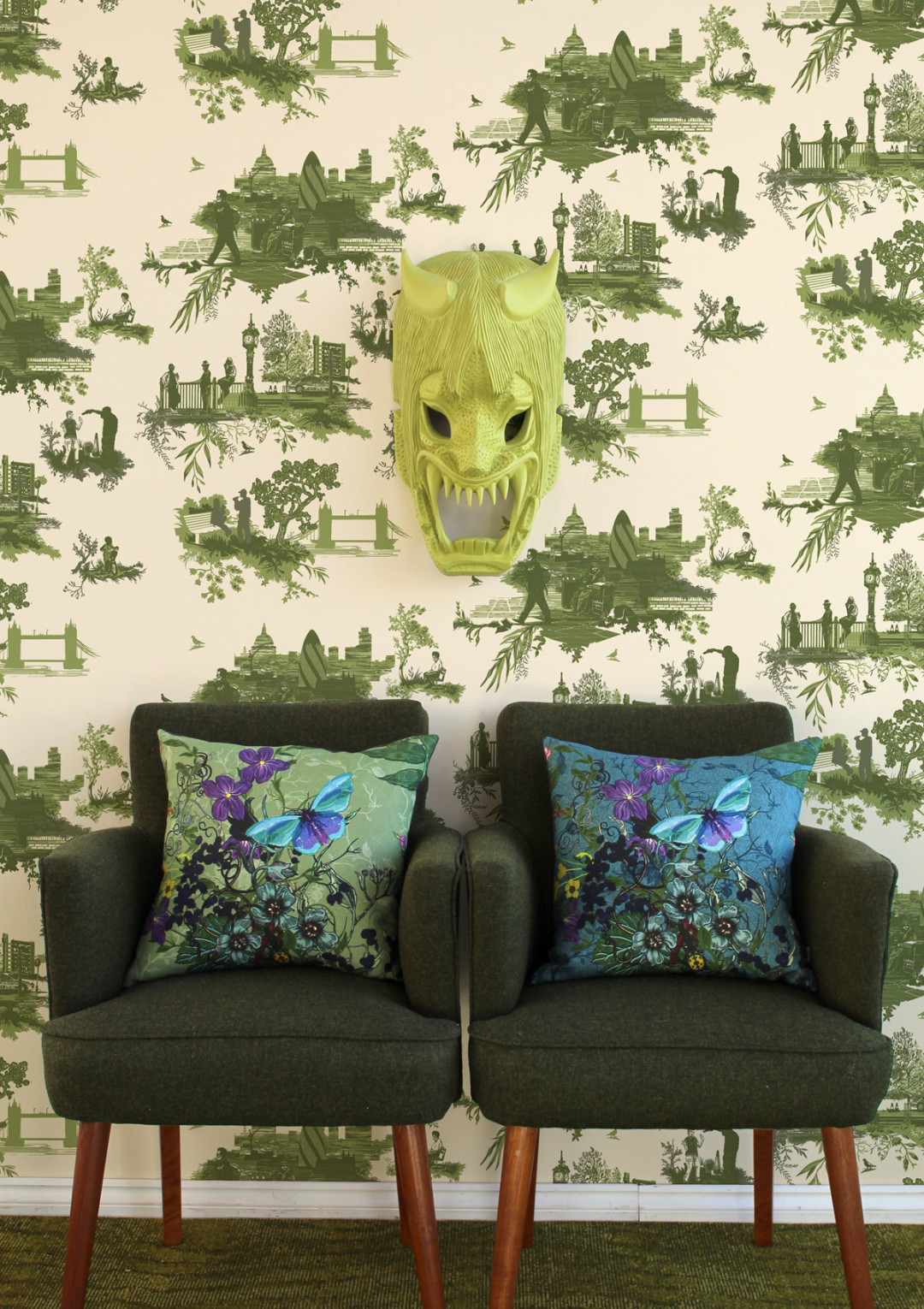 Cheeky London Toile style wallpaper