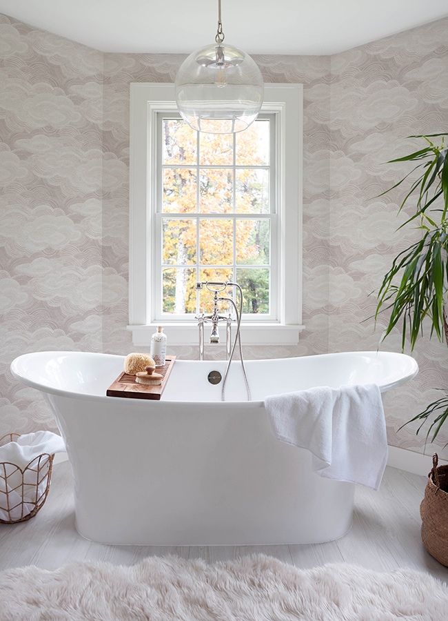 Vision cloud wallpaper in a bathroom