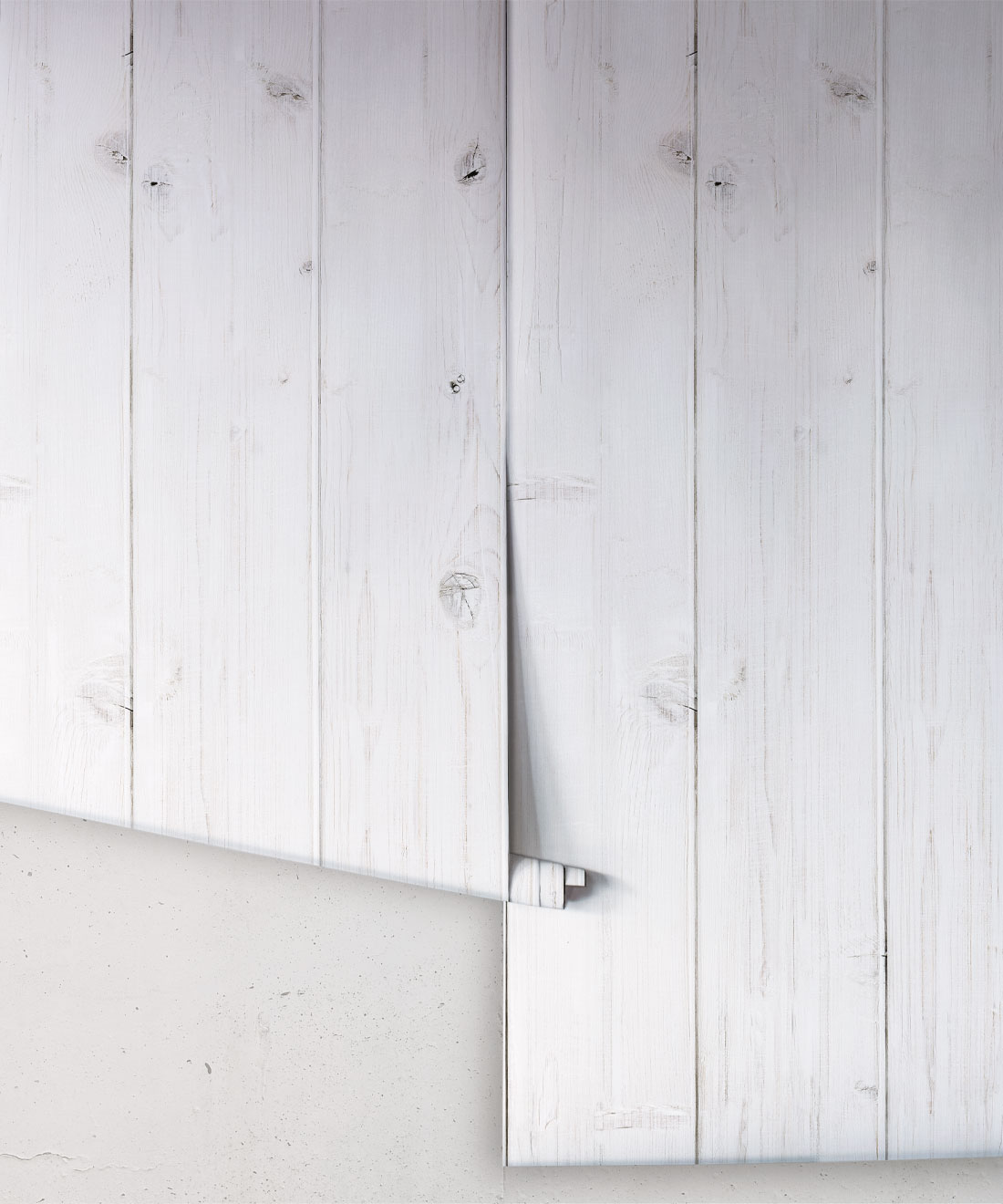 Kemra Whitewashed timber planks faux effect wallpaper 