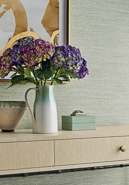 Natural grasscloth wallcovering weave detail