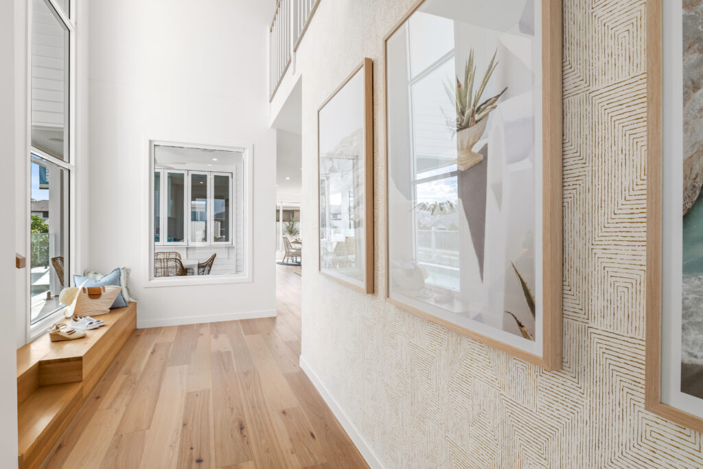 Neptune Homes display home with wallpaper in entry